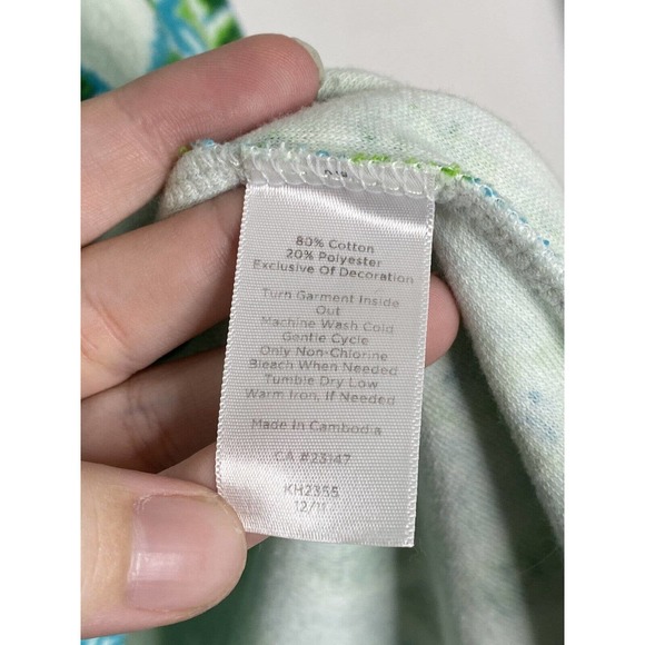 TALBOTS Women's Blue Green Print Terry Cloth Top Shirt Cover Up Tunic Size 1XP - Picture 4 of 5